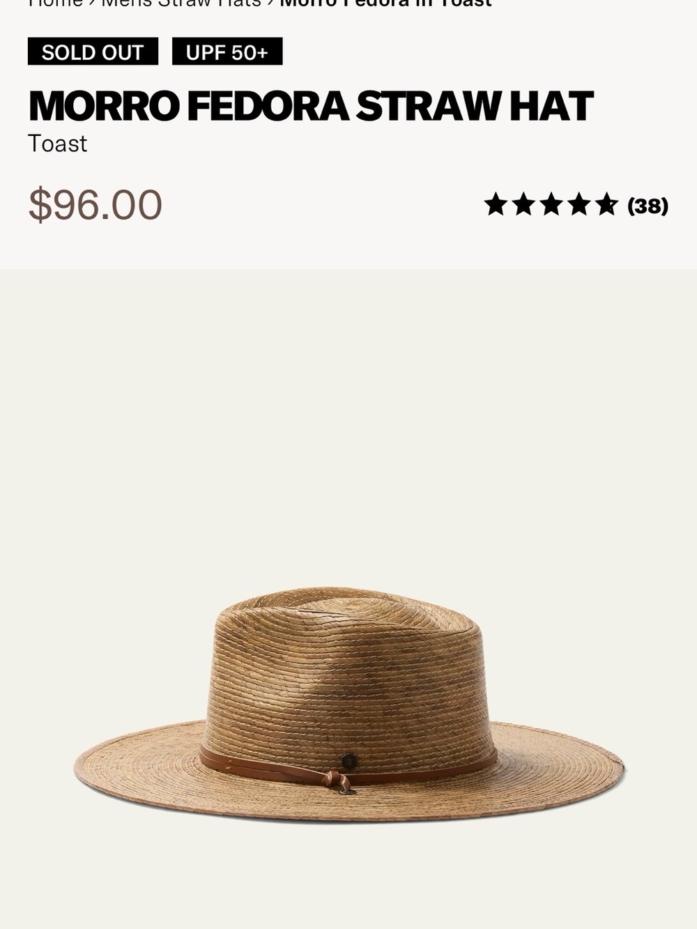 Morro Fedora Straw Hat - Toast Brown - Large